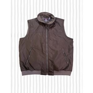 Chaps Fleece Lined Zip Vest Brown Gray XLT